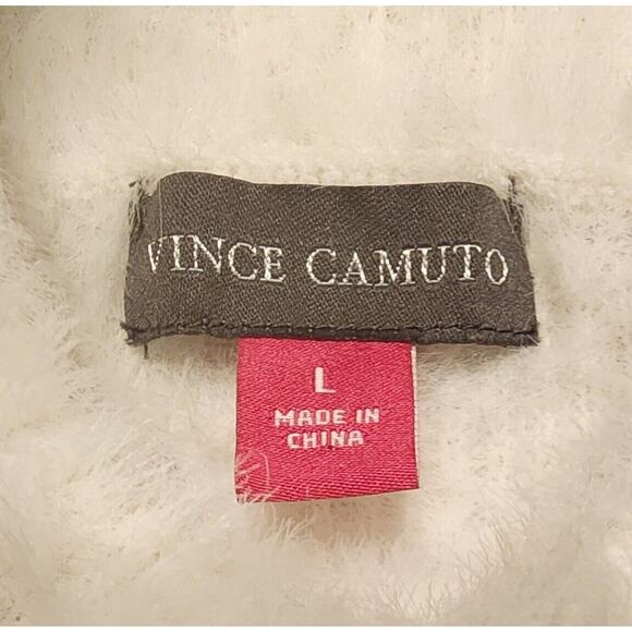 Vince Camuto Womens White Gray Asymmetric Sweater Blouse Long Sleeve size Large - Picture 9 of 10